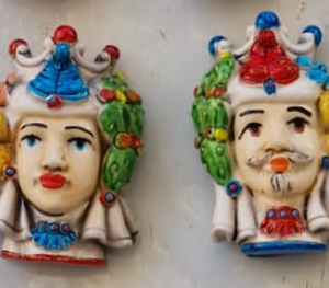 Traditional Sicilian Moor's Head Fridge Magnet (Green Set) *Sciacca ceramic, handmade