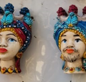 Traditional Sicilian Moor's Head Fridge Magnet (Blue Set) *Sciacca ceramic, handmade