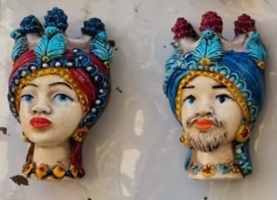 Traditional Sicilian Moor's Head Fridge Magnet (Blue Set) *Sciacca ceramic, handmade