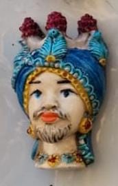 Traditional Sicilian Moor's Head Fridge Magnet (Male, Female, Set) *Sciacca ceramic, handmade