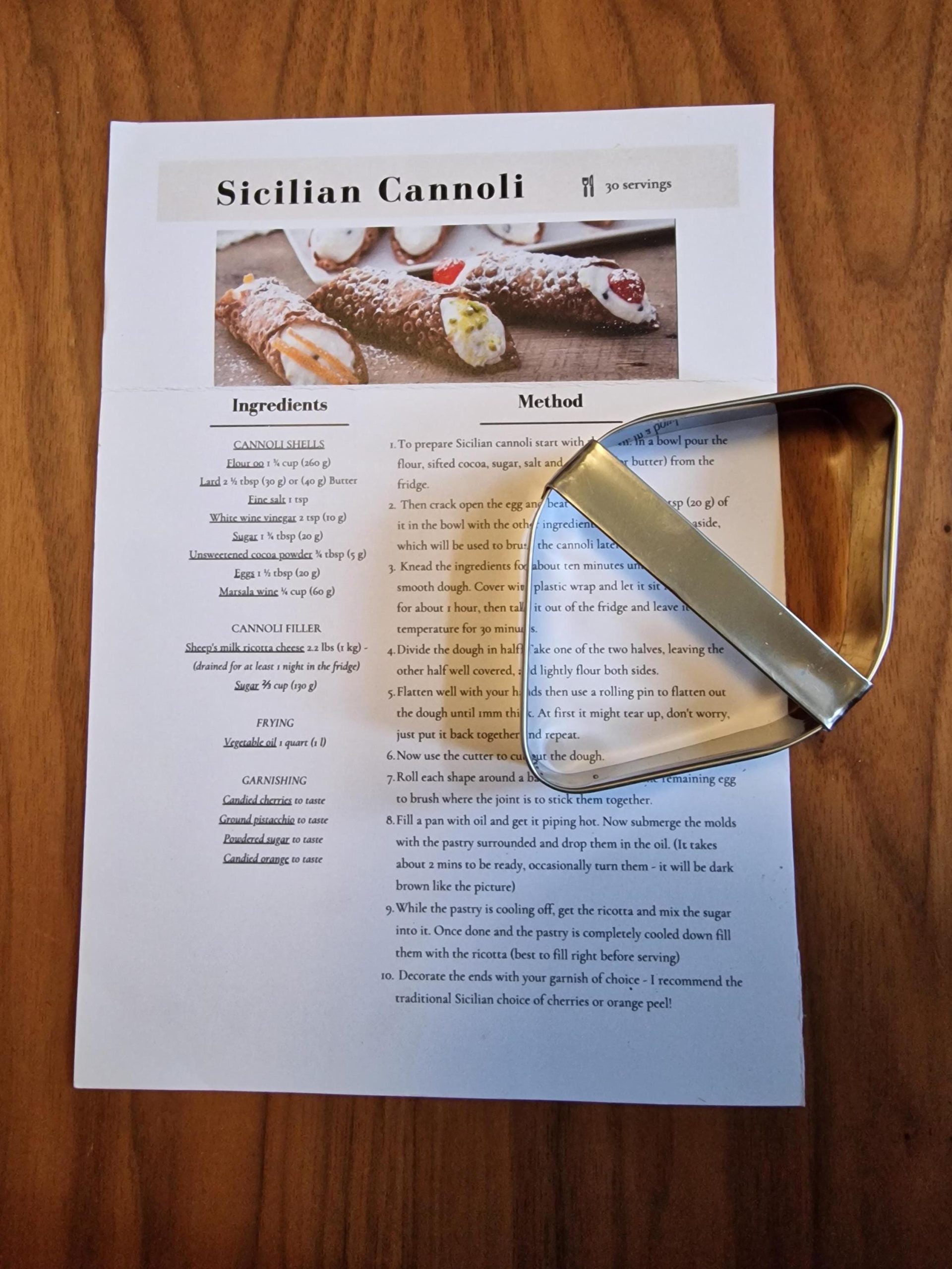 traditional Cannoli stainless steel Cutter * Sicilian/Italian dessert